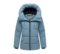 MARIKOO Damen Winterjacke (XS-XXL) - gesteppt, mit Kapuze, gefüttert, Rippbündchen - N077 - PoBlue Größe M - Gr.M