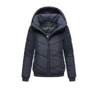 MARIKOO Damen Winterjacke (XS-XXL) - Abnehmbare Kapuze, hoher Kragen, 4 Taschen, leichte Steppjacke, Warme Jacke Frauen - N002 (L, Navy)
