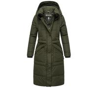 MARIKOO Damen Winter Steppmantel lange Winterjacke gesteppt leicht Parka mit hoher Kragen & Kapuze Ayumii S - XXXL (DE/NL/SE/PL, Alphanumerisch, S, Regular, Regular, Dunkel Olive)