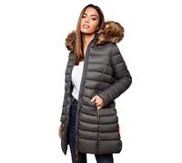 MARIKOO Damen Winter Übergangs Jacke Winterjacke Stepp Mantel gesteppt B647 [B647-Rosen-Anthrazit-Gr.M]