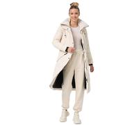 MARIKOO Damen Winterjacke lange Stepp Winter Jacke warm gesteppt B948 [B948-Ayum-Creme-Gr.L]