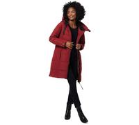MARIKOO Damen Winterjacke lange Winter Stepp Jacke mit Teddyfell warm gefüttert B978 [B978-Natsuk-Dark-Red-Gr.L]