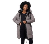 MARIKOO Damen Winterjacke lange Winter Stepp Jacke mit Teddyfell warm gefüttert B978 [B978-Natsuk-Grau-Gr.XL]