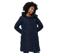 MARIKOO Damen Winterjacke lange Winter Stepp Jacke mit Teddyfell warm gefüttert B978 [B978-Natsuk-Navy-Gr.L]