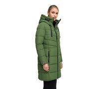 MARIKOO Damen Winterjacke lange Winter Stepp Jacke mit Teddyfell warm gefüttert B978 [B978-Natsuk-Pine-Olive-Gr.3XL]
