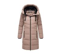 MARIKOO Damen Winterjacke lange Winter Stepp Jacke mit Teddyfell warm gefüttert B978 [B978-Natsuk-Taupe-Grey-Gr.L]