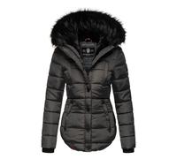 Marikoo Damen Winterjacke Lotusblüte mit Teddy-Innenfutter & Kunstfellkragen XS