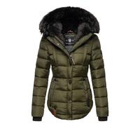 Marikoo Steppjacke »Lotusblüte« hochwertige Winter Jacke mit edler Kunstpelz Kapuze, olivgrün