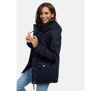 MARIKOO Damen warme Winterjacke mit kuscheliger verstellbarer Kapuze Manolya Blue with black fur Gr. XXL