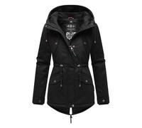 MARIKOO Damen warme Winterjacke mit kuscheliger Verstellbarer Kapuze Manolya Black with Black fur Gr. M