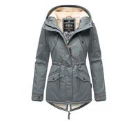 MARIKOO Damen warme Winterjacke mit kuscheliger Verstellbarer Kapuze Manolya Stormy Blue Gr. S
