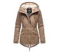 MARIKOO Damen warme Winterjacke mit kuscheliger verstellbarer Kapuze Manolya Taupe Gr. S