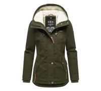 MARIKOO Damen warme Winterjacke mit kuscheliger Kapuze Bikoo Olive Gr. L