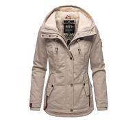 MARIKOO Damen warme Winterjacke mit kuscheliger Kapuze Bikoo Light Grey Gr. M