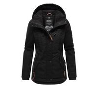 MARIKOO Damen warme Winterjacke mit kuscheliger Kapuze Bikoo Black with Black fur Gr. M