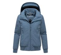 Winterjacke MARIKOO "Mooni 16", Damen, Gr. XS, blau (dusty blau), Obermaterial: 100% Nylon. Innenseite: 100% Polyester. Futter: 100% Polyester, Jacken Winterjacke, Gefütterte Übergangsjacke mit Kapuze