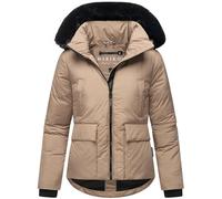 MARIKOO Damen Winterjacke Morinaa XVI mit abnehmbarem Kunstfell | Länge: hüftlang | Wärmegrad 3 von 3 - warm für kalte Wintertage | wasserabweisend | gefütterte Kapuze