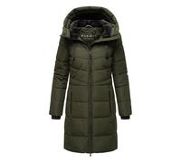 MARIKOO Damen Winterjacke lange Winter Stepp Jacke mit Teddyfell warm gefüttert B978 [B978-Natsuk-Dark-Olive-Gr.XL]