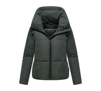 MARIKOO Damen Winterjacke (XS-XXL) - gesteppt, mit Kapuze, innen Fleecefutter - N086 - StoneGreen Größe L - Gr.L