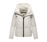 MARIKOO Damen Winterjacke (XS-XXL) - gesteppt, mit Kapuze, innen Fleecefutter - N086 - Offwhite Größe M - Gr.M