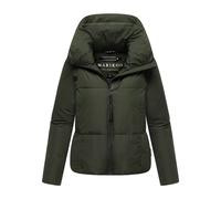 MARIKOO Damen Winterjacke (XS-XXL) - gesteppt, mit Kapuze, innen Fleecefutter - N086 - DarkOlive Größe M - Gr.M