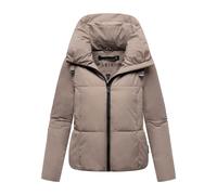 MARIKOO Damen Winterjacke (XS-XXL) - gesteppt, mit Kapuze, innen Fleecefutter - N086 - TaupeGrey Größe S - Gr.S