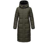 MARIKOO Damen Winterjacke Parka Stepp Mantel Kunstfell gefüttert Kapuze Reliziaa Dark Olive 40 - L