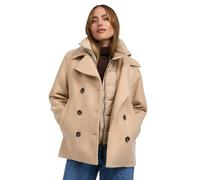 MARIKOO Damen Winterjacke (S-3XL) - Kabanjacke mit 4 Taschen, hochstehender und gefütterter Kragen (abnehmbar), Warme Jacke Frauen - N044 (S, Beige)