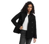 MARIKOO Damen Winterjacke (S-3XL) - Kabanjacke mit 4 Taschen, hochstehender und gefütterter Kragen (abnehmbar), Warme Jacke Frauen - N044 (S, Schwarz)