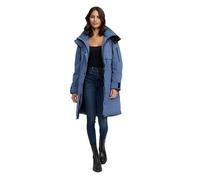 MARIKOO Damen Winterjacke (S-3XL) - lange Form, große abnehmbare Kapuze, Taillierungsband, warme Fleecetaschen, Warme Jacke Frauen - N032 (XXL, Dusty-Blue)