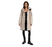 MARIKOO Damen Winterjacke (S-3XL) - lange Form, große abnehmbare Kapuze, Taillierungsband, warme Fleecetaschen, Warme Jacke Frauen - N032 (S, Light-Taupe)