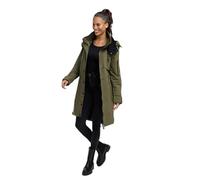 MARIKOO Damen Winterjacke (S-3XL) - lange Form, große abnehmbare Kapuze, Taillierungsband, warme Fleecetaschen, Warme Jacke Frauen - N032 (XXL, Olive-Forest)