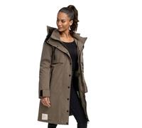 MARIKOO Damen Winterjacke (S-3XL) - lange Form, große abnehmbare Kapuze, Taillierungsband, warme Fleecetaschen, Warme Jacke Frauen - N032 (M, Stone-Brown)