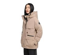 MARIKOO Damen Winterjacke (S-3XL) - mit abnehmbarer Kapuze und fleecegefüttertem Kragen - N096 - TaupeGrey Größe M - Gr.M