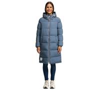 MARIKOO Damen Winterjacke (S-3XL) - Steppjacke, lang geschnitten, gefütterte Kapuze mit Kordelzug, Warme Jacke Frauen - N024 (3XL, Stormy-Blue)