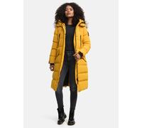MARIKOO lange Damen Winterjacke warmer Parka gesteppt mit Kapuze B890 [B890-Schneestern-A-Yellow-Gr.XL]