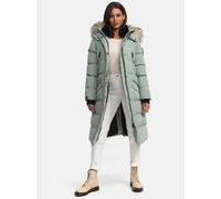 MARIKOO lange Damen Winterjacke warmer Parka gesteppt mit Kapuze B890 [B890-Schneestern-Smokey-Mint-Gr.XS]