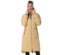 MARIKOO Damen Winterjacke Stepp Winter Jacke gesteppter Wintermantel warm lang Mantel [B949-Benik-Beige-Gr.L]