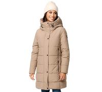 MARIKOO Damen Winterjacke Stepp Winter Jacke Übergang Steppjacke lang warm Kapuze B987 [B987-Karumik-Taupe-Grey-Gr.XL]