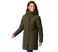 MARIKOO Damen Winterjacke Stepp Winter Jacke Übergang Steppjacke lang warm Kapuze B987 [B987-Karumik-Dark-Olive-Gr.XL]