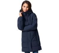 MARIKOO Damen Winterjacke Stepp Winter Jacke Übergang Steppjacke lang warm Kapuze B987 [B987-Karumik-Navy-Gr.M]