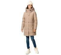 MARIKOO Damen Winterjacke Stepp Winter Jacke Übergang Steppjacke lang warm Kapuze B987 [B987-Karumik-Taupe-Grey-Gr.M]