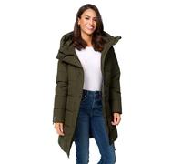 MARIKOO Damen Winterjacke Stepp Winter Jacke Übergang Steppjacke lang warm Kapuze B987 [B987-Karumik-Dark-Olive-Gr.XS]