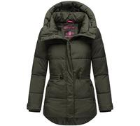 MARIKOO Damen Winterjacke Steppjacke warm mit Kapuze Akumaa Dark Olive Gr. L