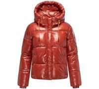 MARIKOO Damen Winterjacke warme glänzende Steppjacke mit abnehmbarer Kapuze und magnetischen Details Skyraa 16 Dark Terracotta Gr. XS