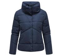 MARIKOO Damen Winterjacke warme kurze Steppjacke mit hohem Kragen Jalliaa 16 Navy Gr. XL