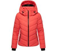 MARIKOO Damen Winterjacke warme Steppjacke mit abnehmbarer Kapuze Samuiaa XVI Coral Red Gr. XS