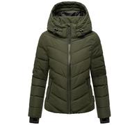 MARIKOO Damen Winterjacke warme Steppjacke mit abnehmbarer Kapuze Samuiaa XVI Dark Olive Gr. S