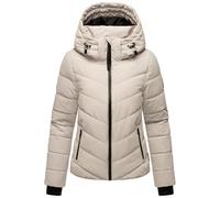 MARIKOO Damen Winterjacke warme Steppjacke mit abnehmbarer Kapuze Samuiaa XVI Light Grey Gr. 3XL