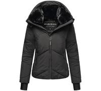 MARIKOO Damen Winterjacke warme Steppjacke mit Fellkragen und (abnehmbarer) Kapuze Simaraa XVI Black Gr. XL